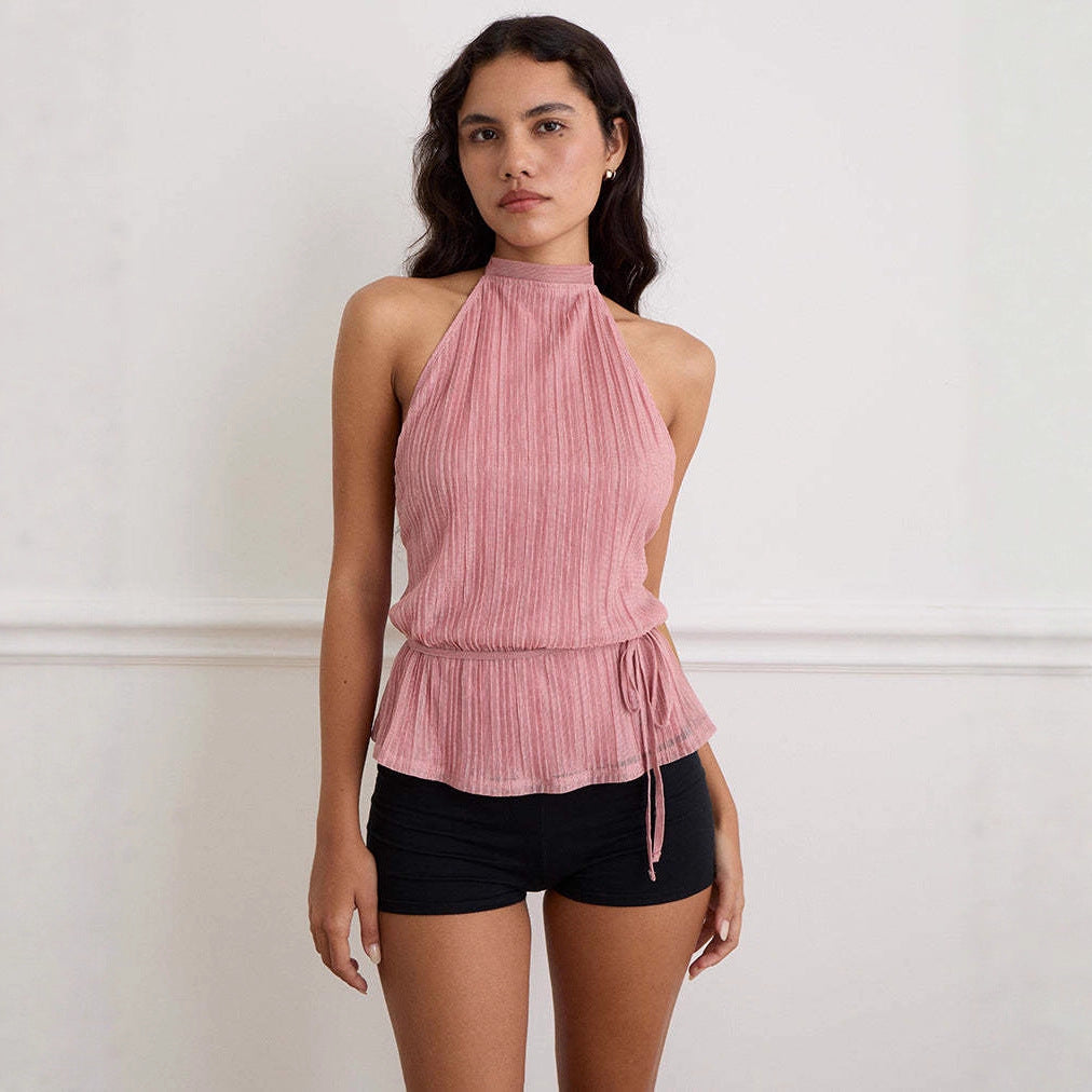 Women's Backless Strappy Halter Tank Top - Image 4