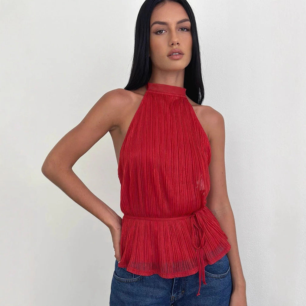 Women's Backless Strappy Halter Tank Top - Image 2